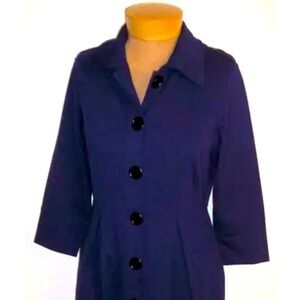 Talbots Womens Navy Blue Knit Shirtdress with Pockets Dress Size 4